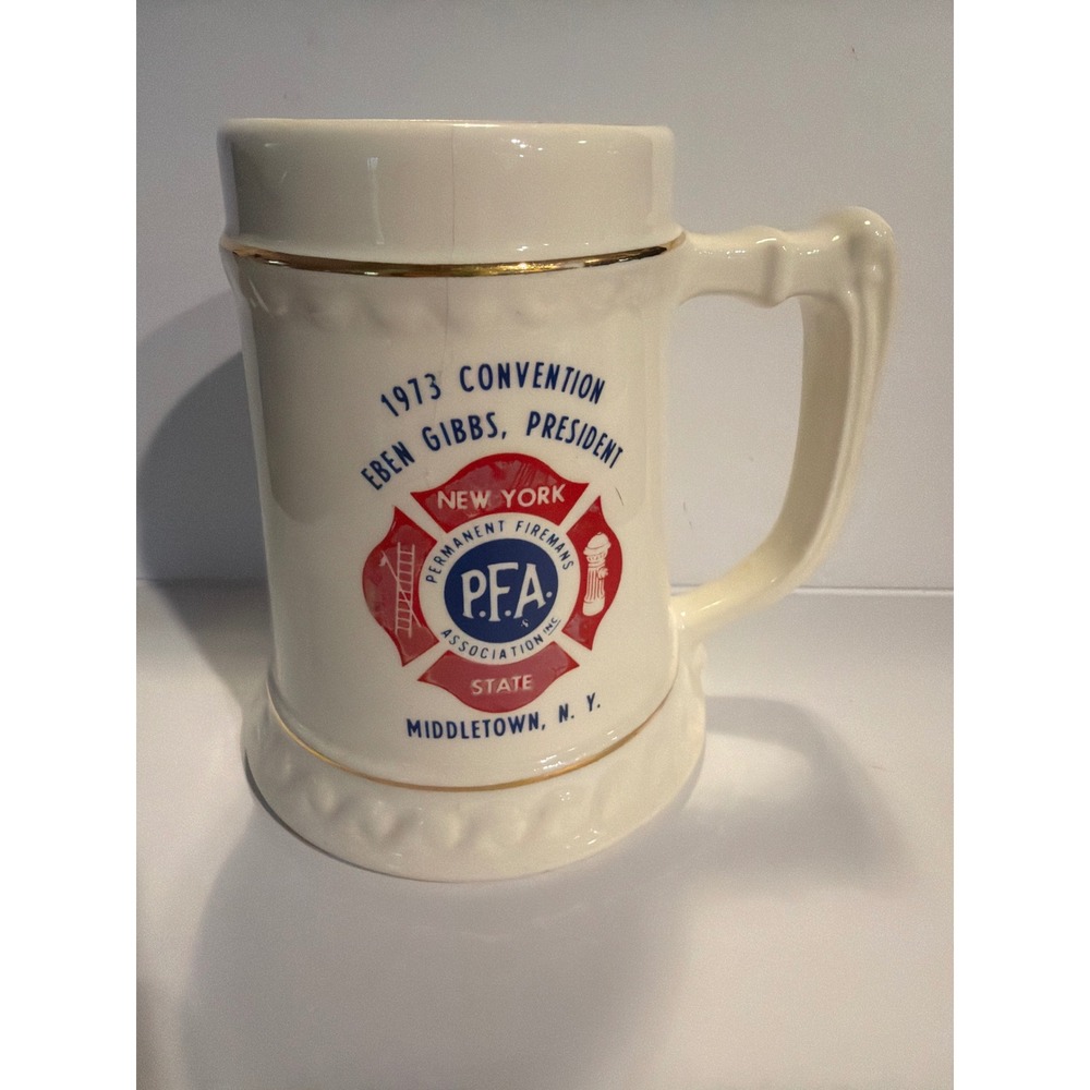 Vintage 1973 NY State Permanent Firemans Association PFA Stein Middletown NY